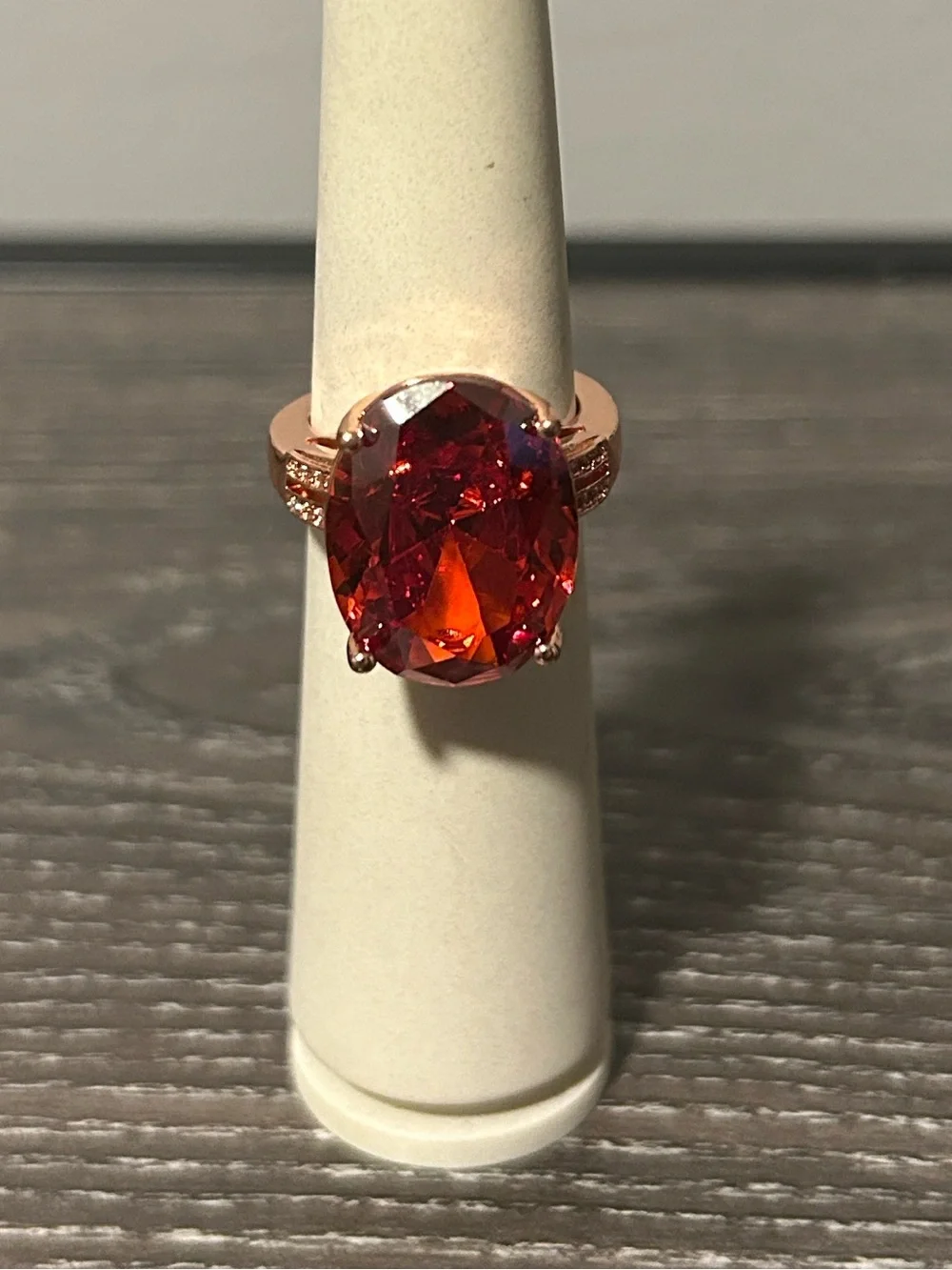 Rose gold crystal statement cocktail ring size 7.5